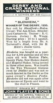 1933 Player's Derby and Grand National Winners #23 Blenheim Back
